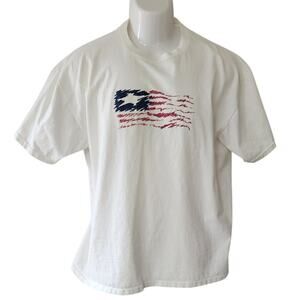 Vintage TSI Sportswear White Short Sleeved American Flag  T-shirt Men's Size XL
